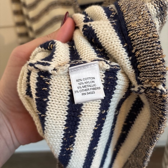 Banana Republic Striped Metallic Sparkle Button Down Cardigan Size Small Petite - Picture 6 of 6